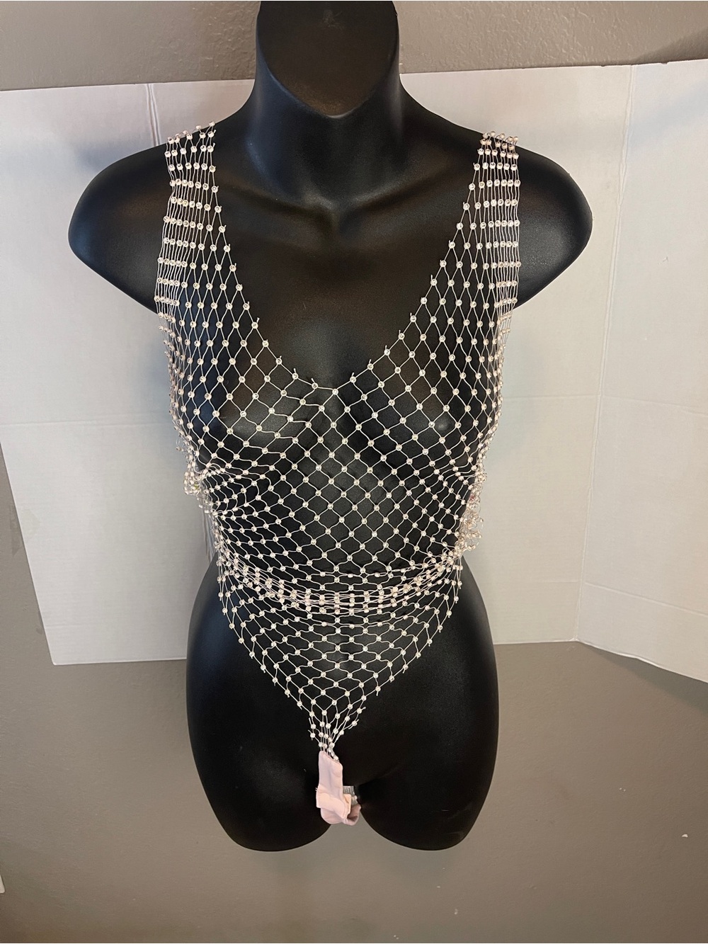 Hot & Delicious Pearl Mesh Swim Cover in Light Pink and Silver